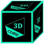 3d teal android application logo